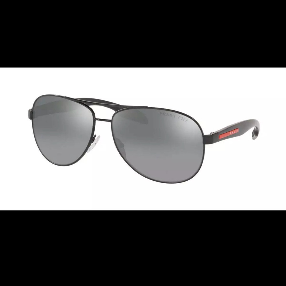 Prada Sport Sunglasses PS54TS 1AB2F2 61mm Black / Polarized Light Grey Mirror
